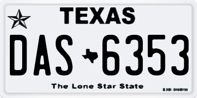 TX license plate DAS6353