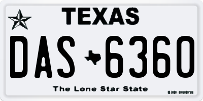 TX license plate DAS6360