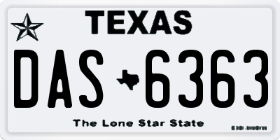 TX license plate DAS6363