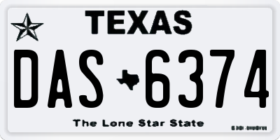 TX license plate DAS6374