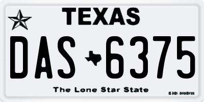 TX license plate DAS6375