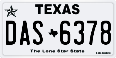 TX license plate DAS6378