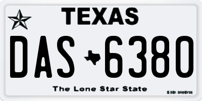 TX license plate DAS6380