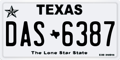 TX license plate DAS6387