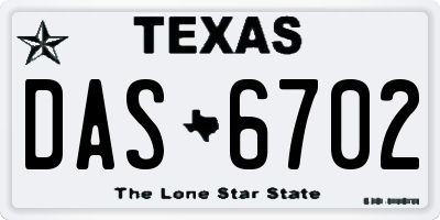TX license plate DAS6702