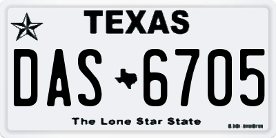 TX license plate DAS6705