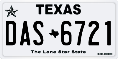 TX license plate DAS6721