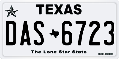 TX license plate DAS6723