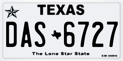 TX license plate DAS6727