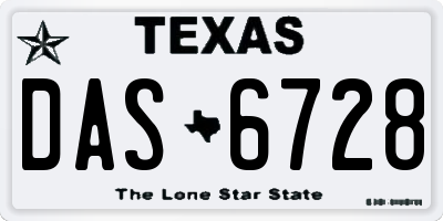 TX license plate DAS6728