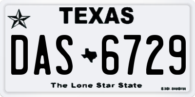 TX license plate DAS6729