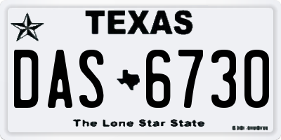 TX license plate DAS6730