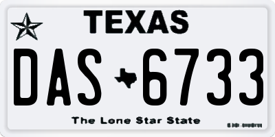 TX license plate DAS6733