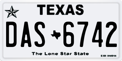 TX license plate DAS6742