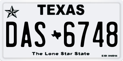 TX license plate DAS6748