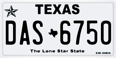 TX license plate DAS6750