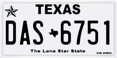 TX license plate DAS6751