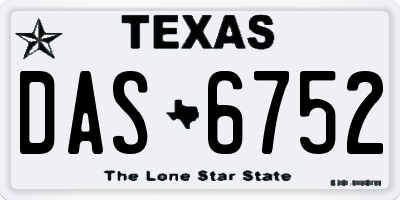 TX license plate DAS6752