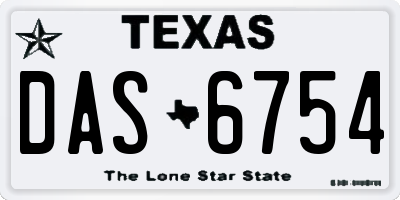 TX license plate DAS6754