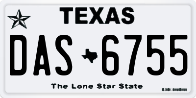 TX license plate DAS6755