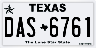 TX license plate DAS6761
