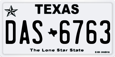 TX license plate DAS6763