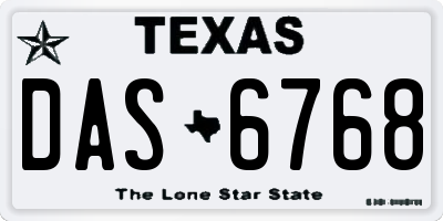 TX license plate DAS6768