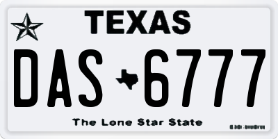 TX license plate DAS6777