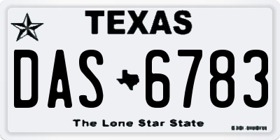 TX license plate DAS6783