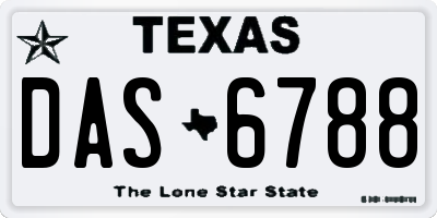 TX license plate DAS6788