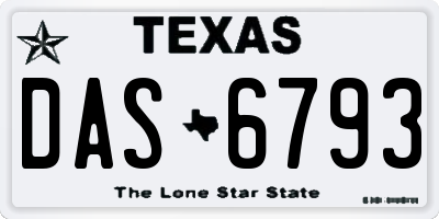 TX license plate DAS6793