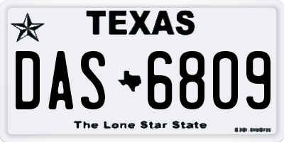 TX license plate DAS6809
