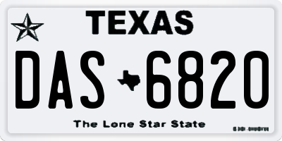TX license plate DAS6820