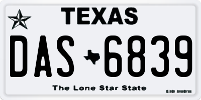 TX license plate DAS6839
