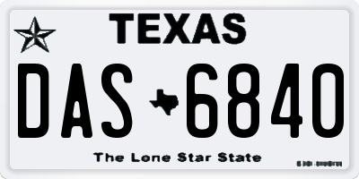 TX license plate DAS6840