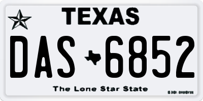 TX license plate DAS6852