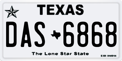 TX license plate DAS6868