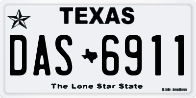 TX license plate DAS6911