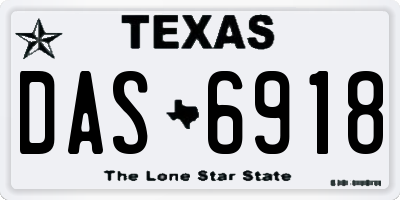 TX license plate DAS6918