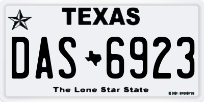 TX license plate DAS6923
