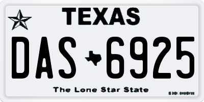 TX license plate DAS6925
