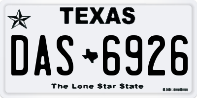 TX license plate DAS6926