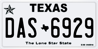 TX license plate DAS6929