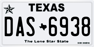 TX license plate DAS6938