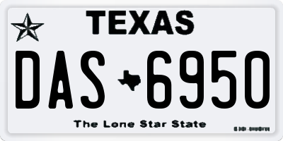 TX license plate DAS6950