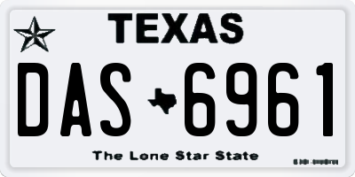 TX license plate DAS6961
