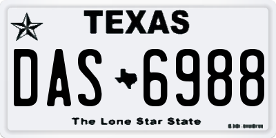 TX license plate DAS6988