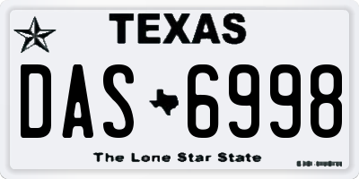 TX license plate DAS6998