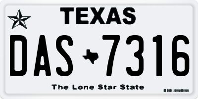 TX license plate DAS7316