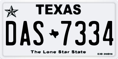 TX license plate DAS7334